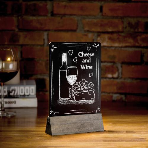 Tabletop Chalkboard Sign with Gray Wood Stand, Set of 2 - MyGift