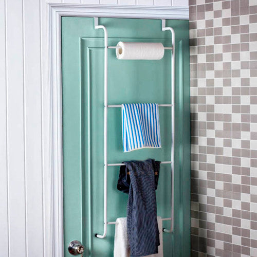 3 Tier Chrome Over Door Towel Rail Rack Hanger Holder Bathroom