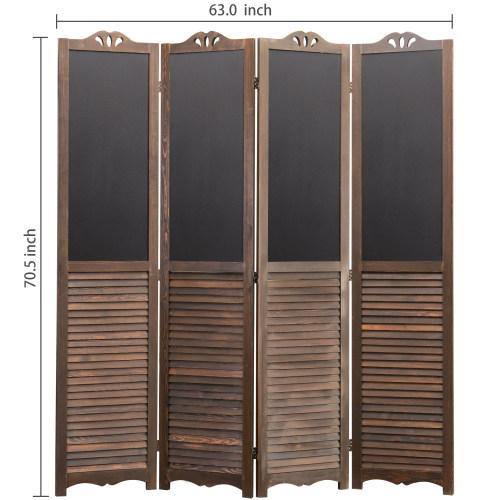 4-Panel Wood Room Divider with Chalkboard Panels - MyGift