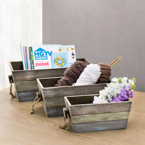 White Vintage Wood Nesting Shelf Baskets, Organizer Storage Crates wit –  MyGift