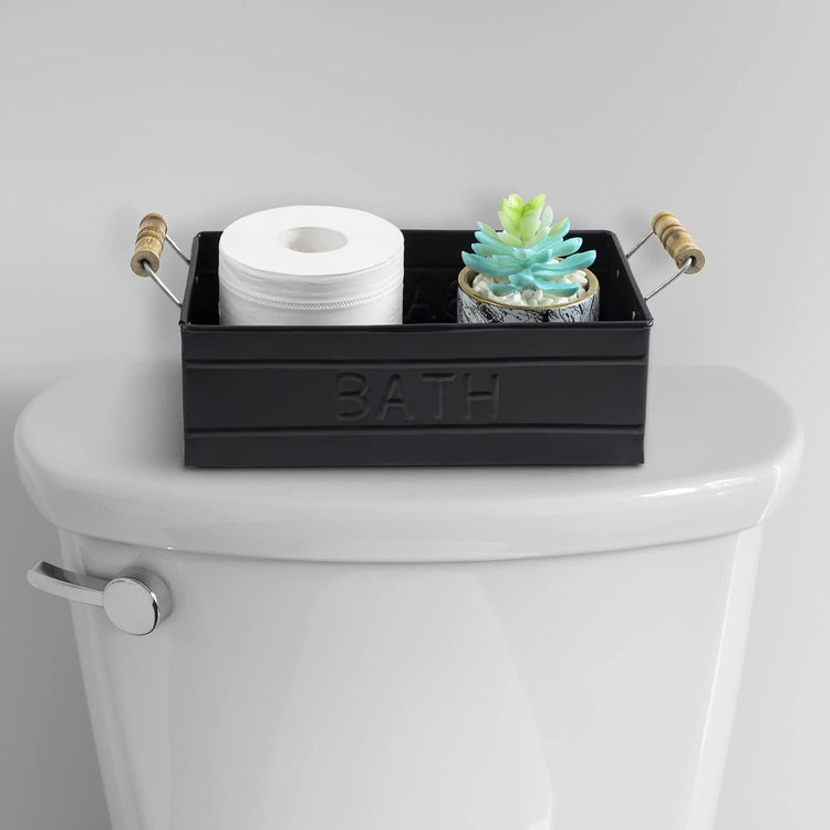 Black Metal Bathroom Toiletries Holder, Organizer Bin, Storage