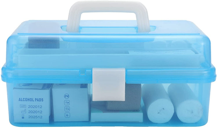 Blue Plastic First Aid Kit Case, Arts & Crafts Storage Box with Foldin –  MyGift
