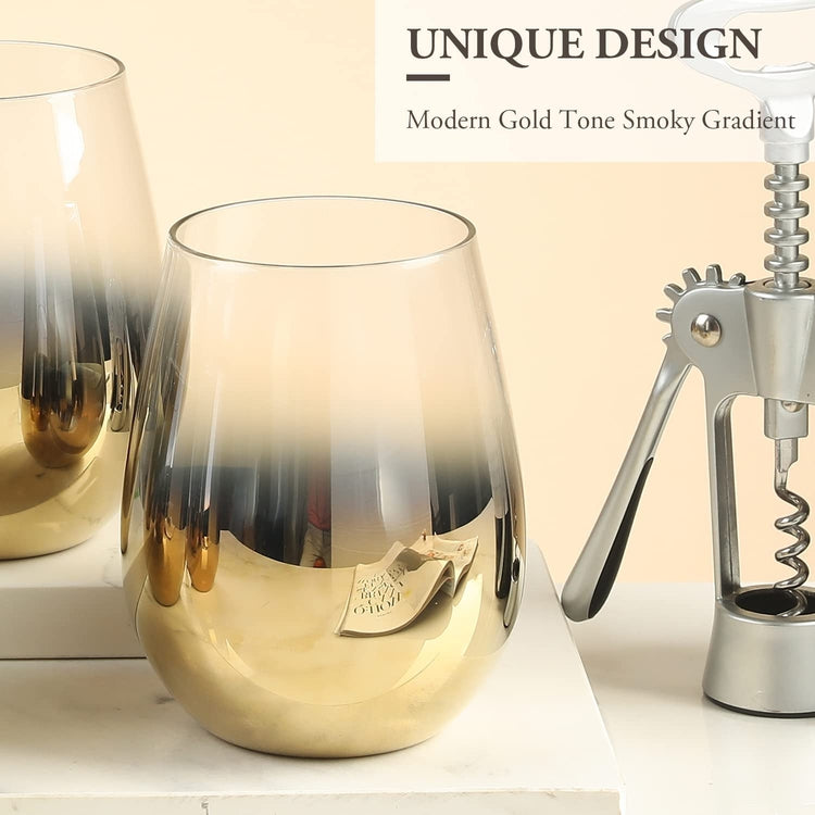 Lovely Modern Copper Stemless Wine Glasses, Set of 2