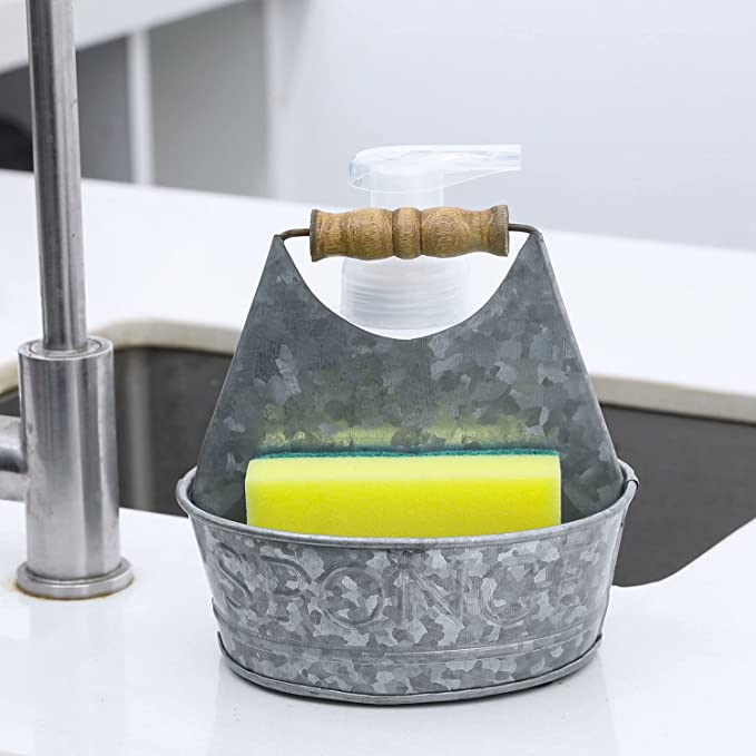 Sponge Holder for Kitchen Sink Sponge Tray 2-In-1 Plastic Scrubber