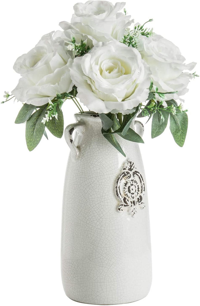 Ceramic Vase with Handle, Country Style Vintage Vase for Bouquets