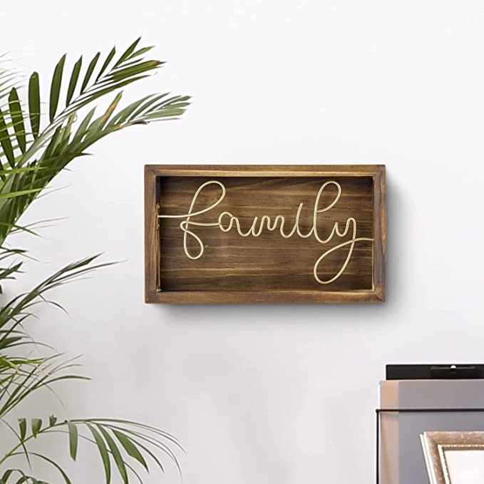 Family Word Art Sign Home Kitchen Decor Wall Hanging Cursive Script  Typography