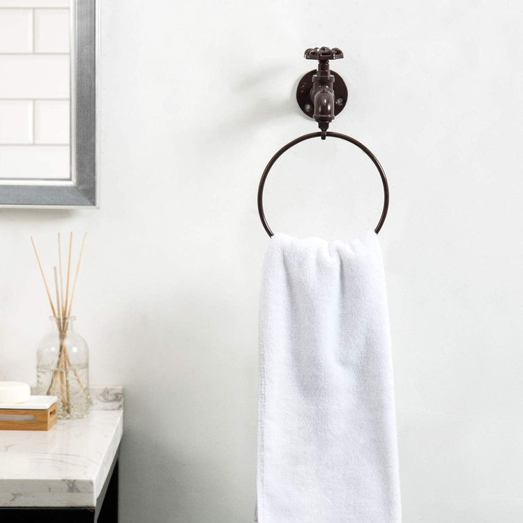 Vintage Faucet Rustic Water Spigot Metal Hand Towel Ring-MyGift