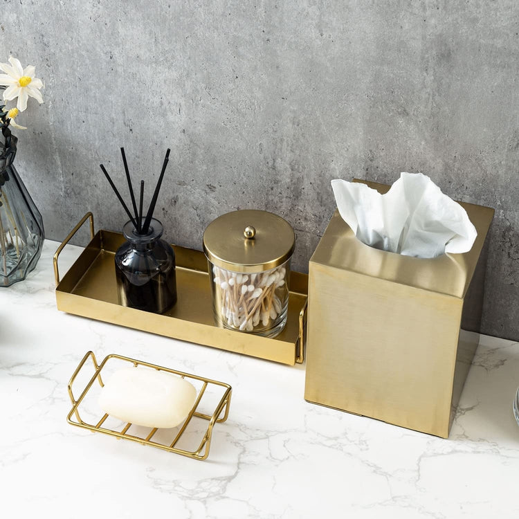 H BOUTIQUE New York Gold Tissue Box Cover