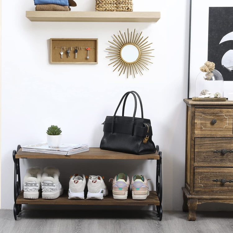 Rectangular Storage Baskets for Shelves With Solid Wooden Bases