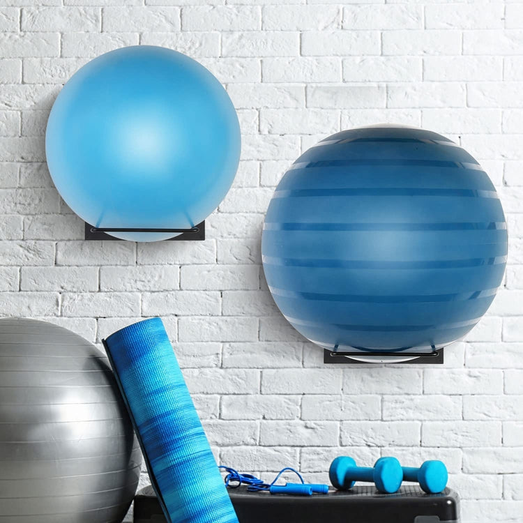 Black Metal Wire Wall Mounted Large Stability Ball Storage, Yoga Studi –  MyGift