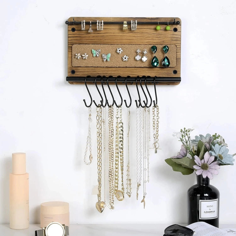 Jewelry Organizer Wall Mount Set of Three, Earring Holder, Necklace  Holder