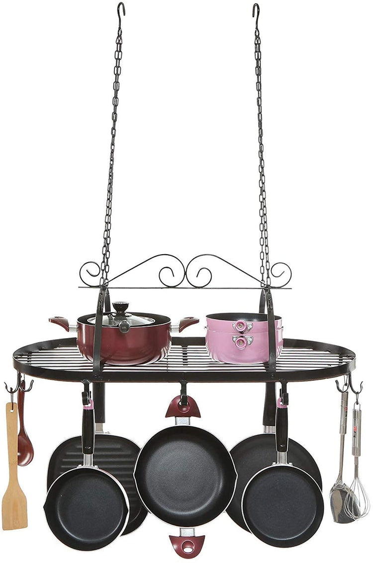 Pots and Pans Organizer with 10 Hook Hanging Pot Rack Wall Mounted Pan  Holder