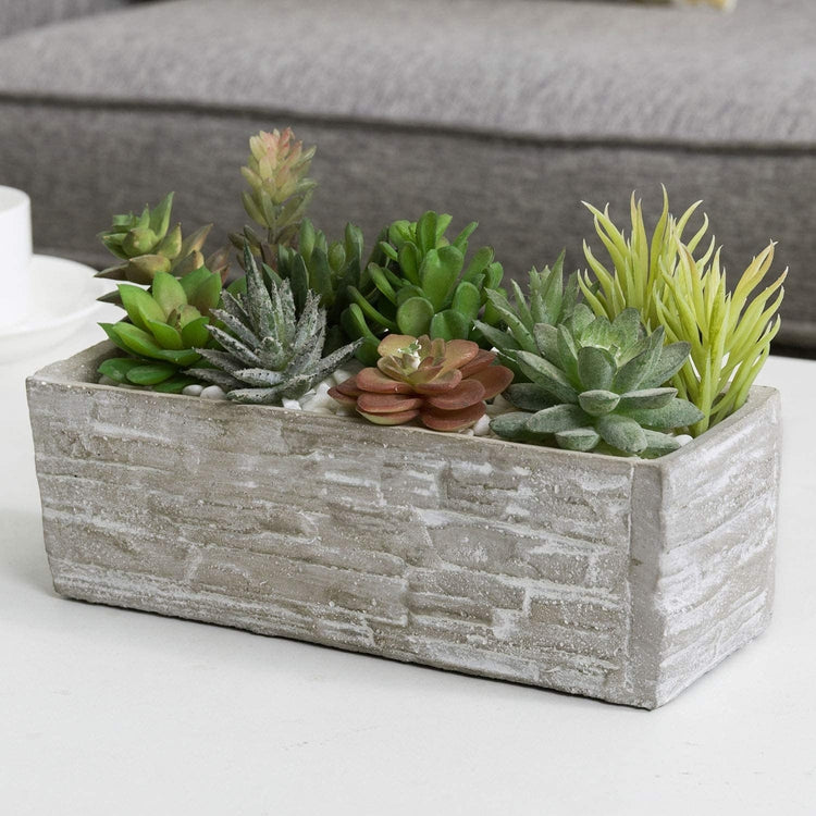 Gray Cement Rectangular Succulent Plant Flower Pot