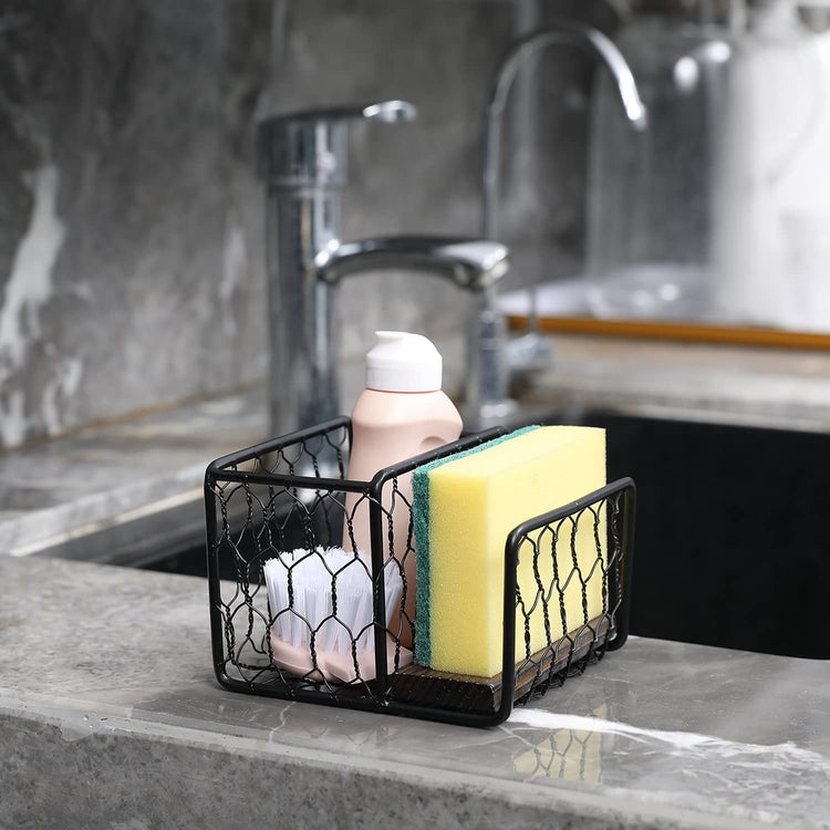 Metal Black And Silver Kitchen Sponge Holder Sink, For Home And Hotel