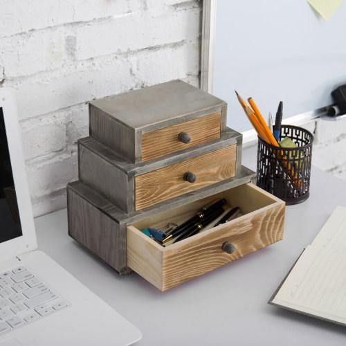 Natural Wood Mail Organizer with Drawer - Desk Organizers and Storage  Desktop Organizer - Desk Organizers and Accessories for Women Office Desk