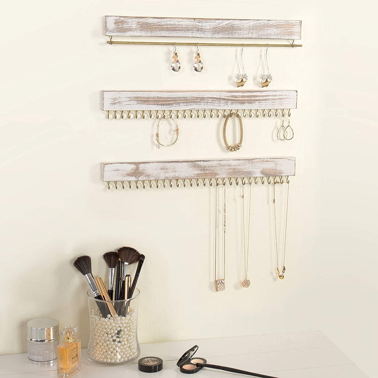 3 Tier Solid Wood Bracelet Jewelry Display Rack With Removable