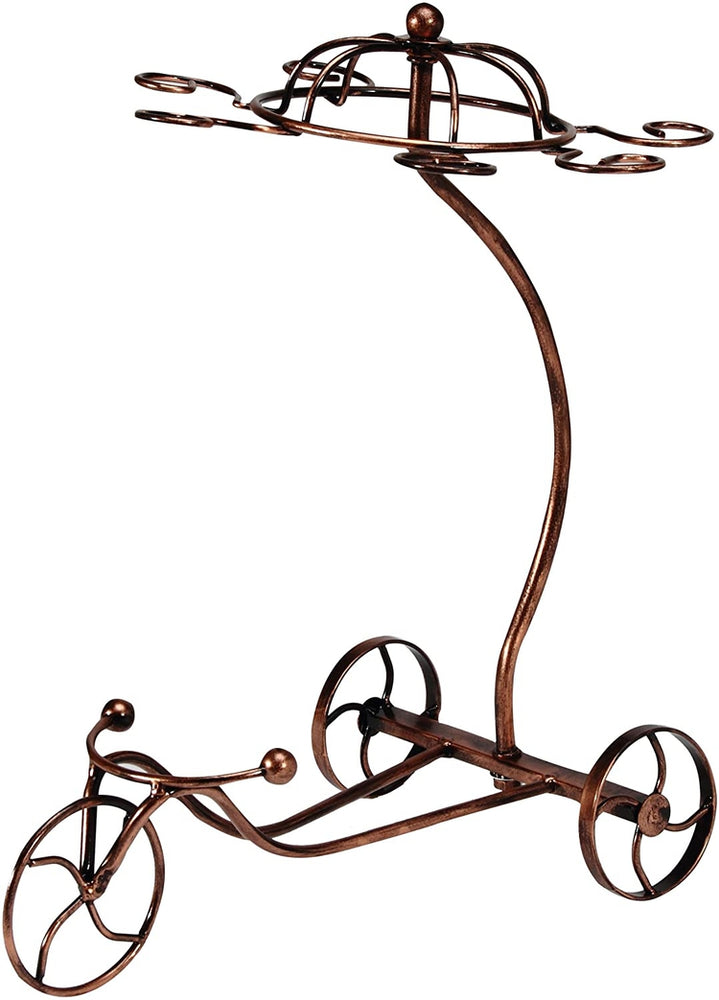 Vintage Parisian Style Bronze Tricycle Wine Display Rack, 6 Wine Glass and Bottle Organizer Stand-MyGift
