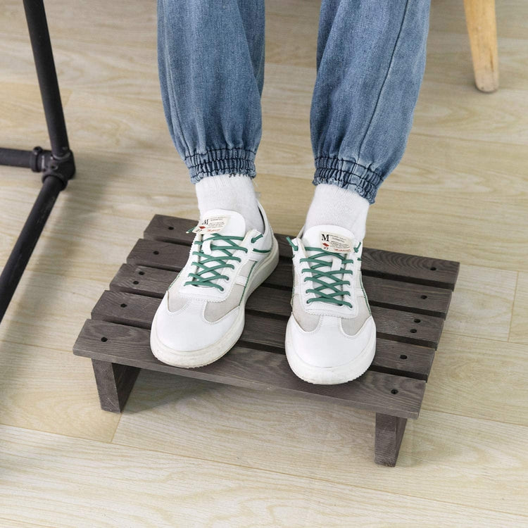 MyGift 15 inch Rustic Brown Wood Ergonomic Home Office Under-Desk Footrest, Size: Medium