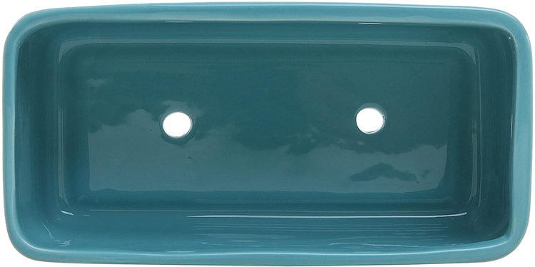 10 inch Rectangular Minimalist Turquoise Ceramic Succulent Planter Pot with Saucer-MyGift