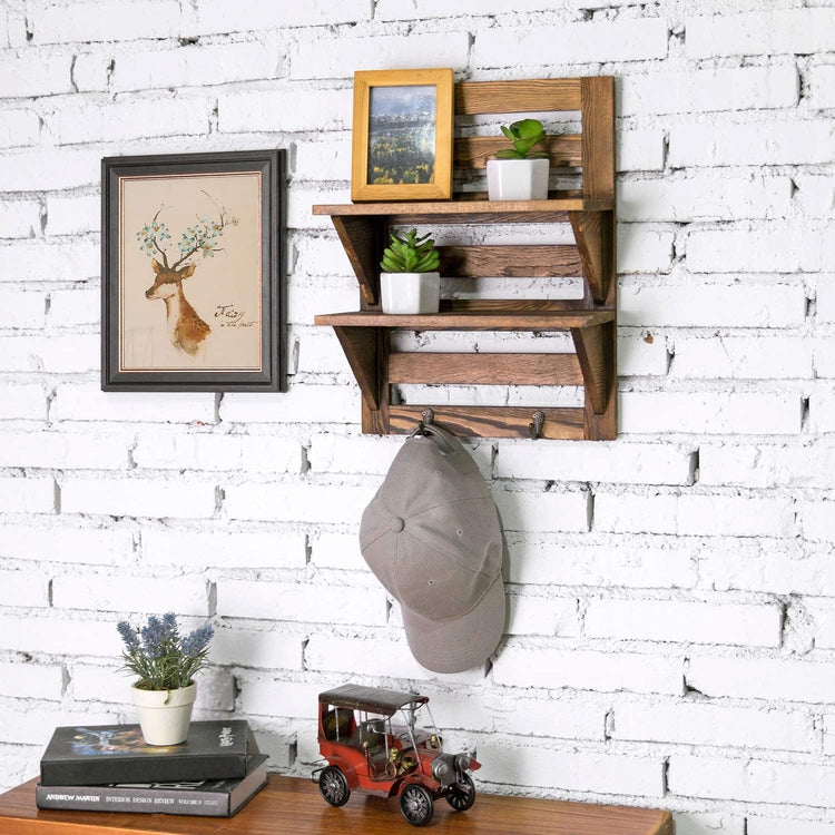 Wall Storage Shelf With Hooks Remote Control Multifunctional Stand
