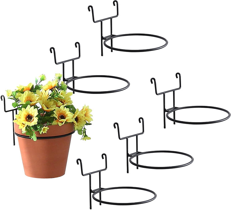 Set of 6 Black Metal Wire Hanging Planter Holders for Wire Trellis Wall, 7 inch-MyGift