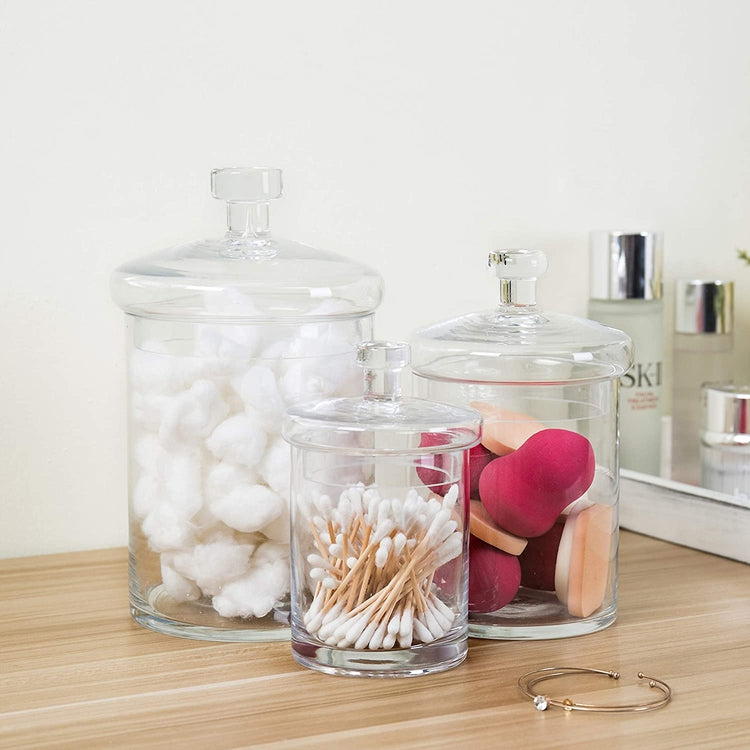 Clear Decorative Glass Jars with Lids Kitchen Bath Storage