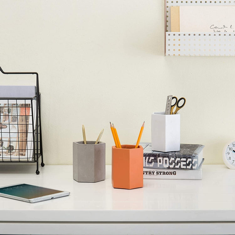 Multicolor Clay Pencil Holder Office, Supply Storage Cups in Grey