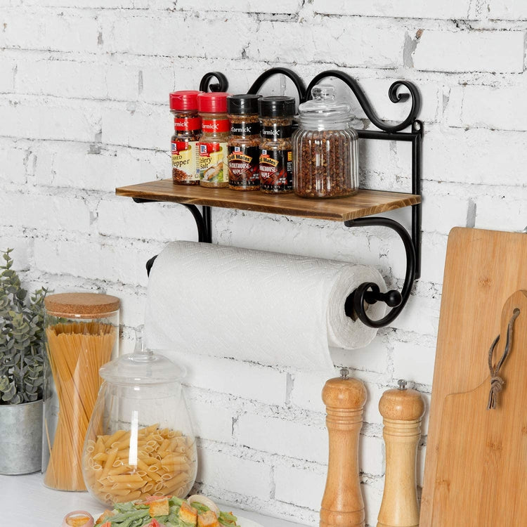 Paper towel holder shelf wall solid wood Early American apron