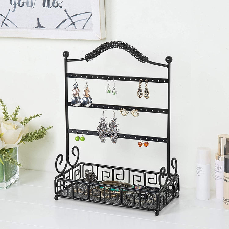 27 Pair Black Metal Earrings Holder Display Stand with Bottom