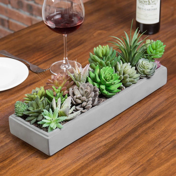 Modern Rectangular Grey Succulent Cement Planter Pot