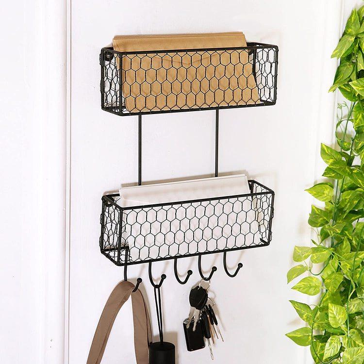 Tier Wall Mounted Black Metal Chicken Wire Hanging Baskets, 59% OFF