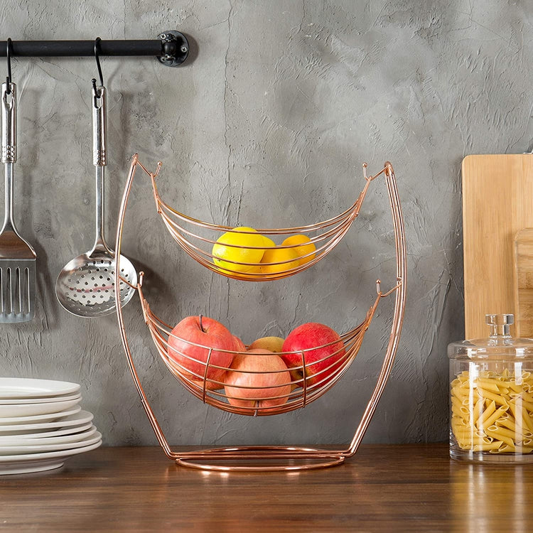 Western Nest Rose Gold Storage Rack, 2 Layers