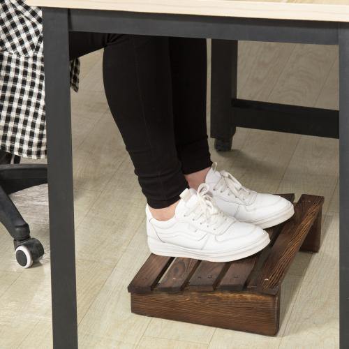 Black Wood Ergonomic Under-The-Desk Footrest
