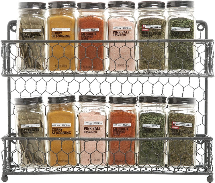 Farmhouse Style Hanging Spice Racks For Wall Mount - Easy To Install Set of  4 Space Saving Racks - The Ideal Seasoning Organizer For Your Kitchen