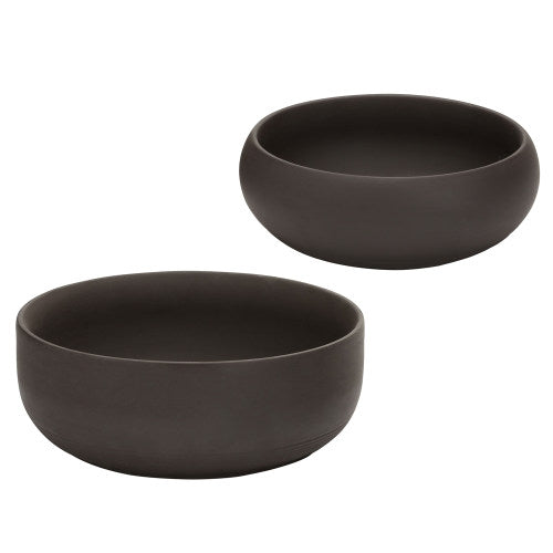 Round Zisha Purple Clay Succulent Planters w/ Matte Brown Finish, Set of 2-MyGift