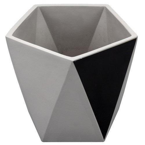 Geometric Modern Concrete Grey and Black Planter Pot, 6 Inch Size-MyGift