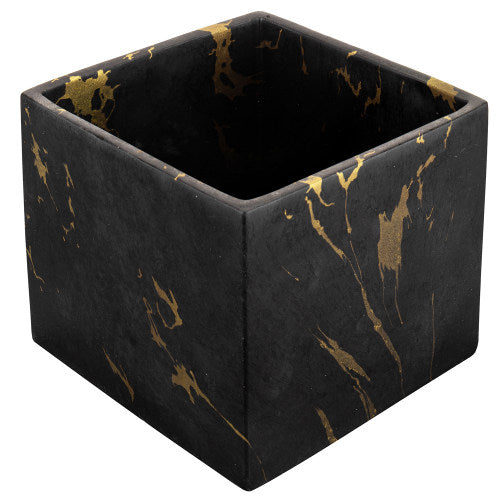 Black & Gold Marble Square Concrete Succulent Planter-MyGift