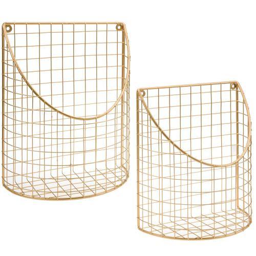 Brass Tone Metal Wire Storage Basket, Set of 2 - MyGift