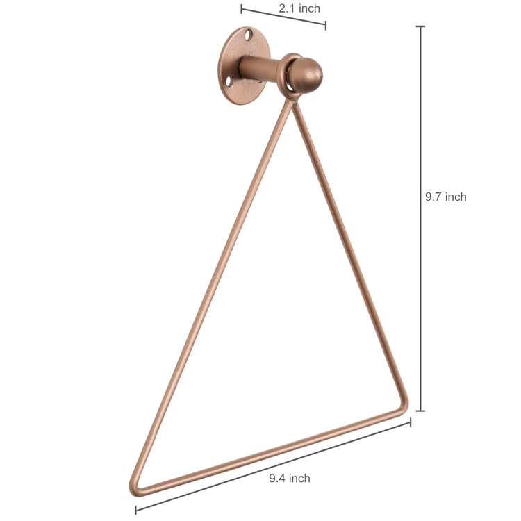 Modern Wall-Mounted Copper-Tone Metal Triangle Bathroom & Kitchen Hand Towel Ring-MyGift