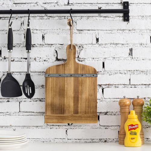 Farmhouse Wooden Cutting Board With Iron Handles