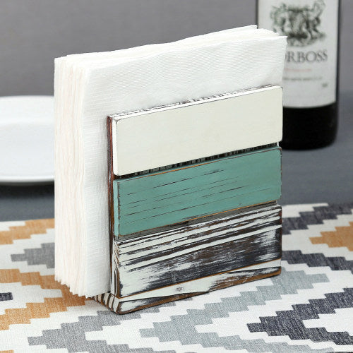 Multicolored Torched Wood Napkin Holder-MyGift