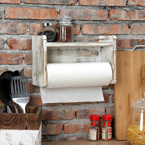 Whitewashed Wood Ladder Style Shelf w/ Toilet Paper Holder – MyGift