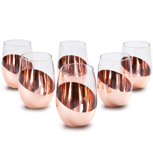 Lovely Modern Copper Stemless Wine Glasses, Set of 2