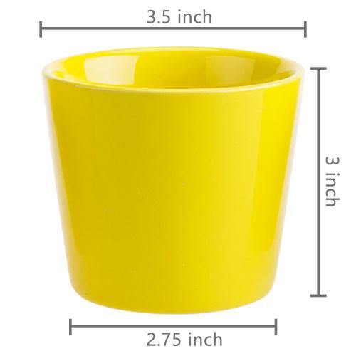 Small Yellow Ceramic Planter, Set of 4 - MyGift