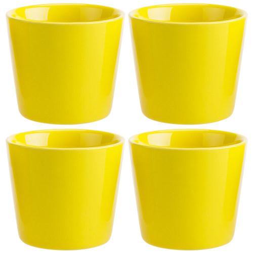 Small Yellow Ceramic Planter, Set of 4 - MyGift