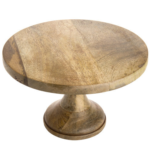 10 Inch Solid Mango Wood Round Cake Stand-MyGift