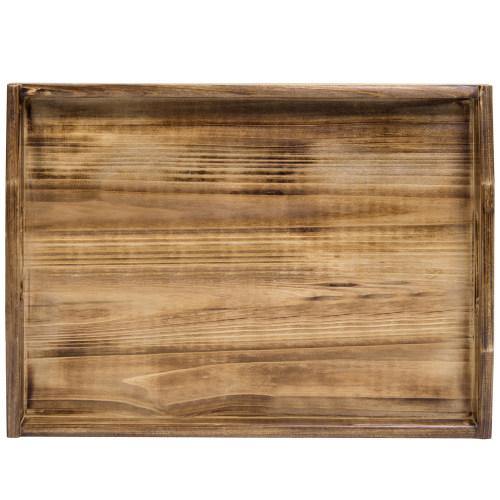 Coffee-Colored Dark Brown Rustic Wood Serving Tray - MyGift