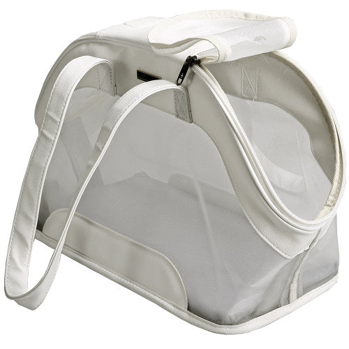 White Leatherette & Nylon Pet Carrier Bag for Small Dogs and Cats-MyGift