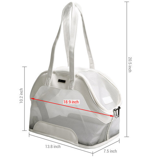 White Leatherette & Nylon Pet Carrier Bag for Small Dogs and Cats-MyGift