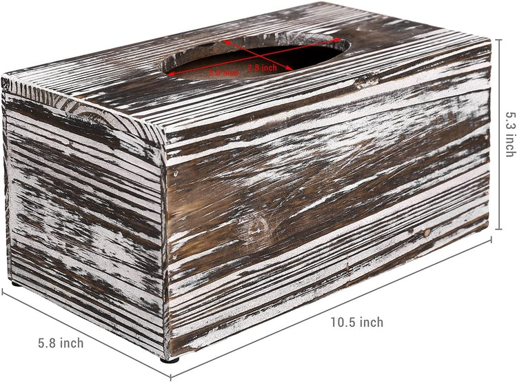 Rustic Torched Wood Tissue Box Cover-MyGift